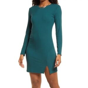 LIKE NEW BP. Dark Green  Ribbed Long Sleeve Dress